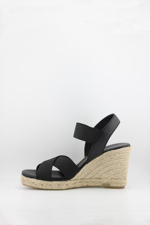 Jutelia Elastic Criss-Cross Strap Espadrille Wedge with Ankle Strap